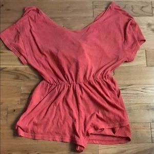 Free People Orange Wrapped romper; SIZE SMALL